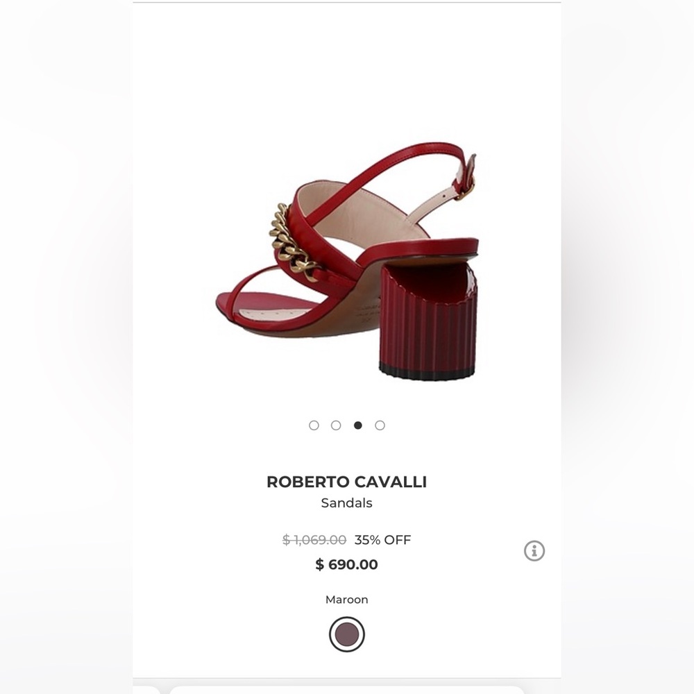 Roberto Cavalli sandal, Maroon, size 37